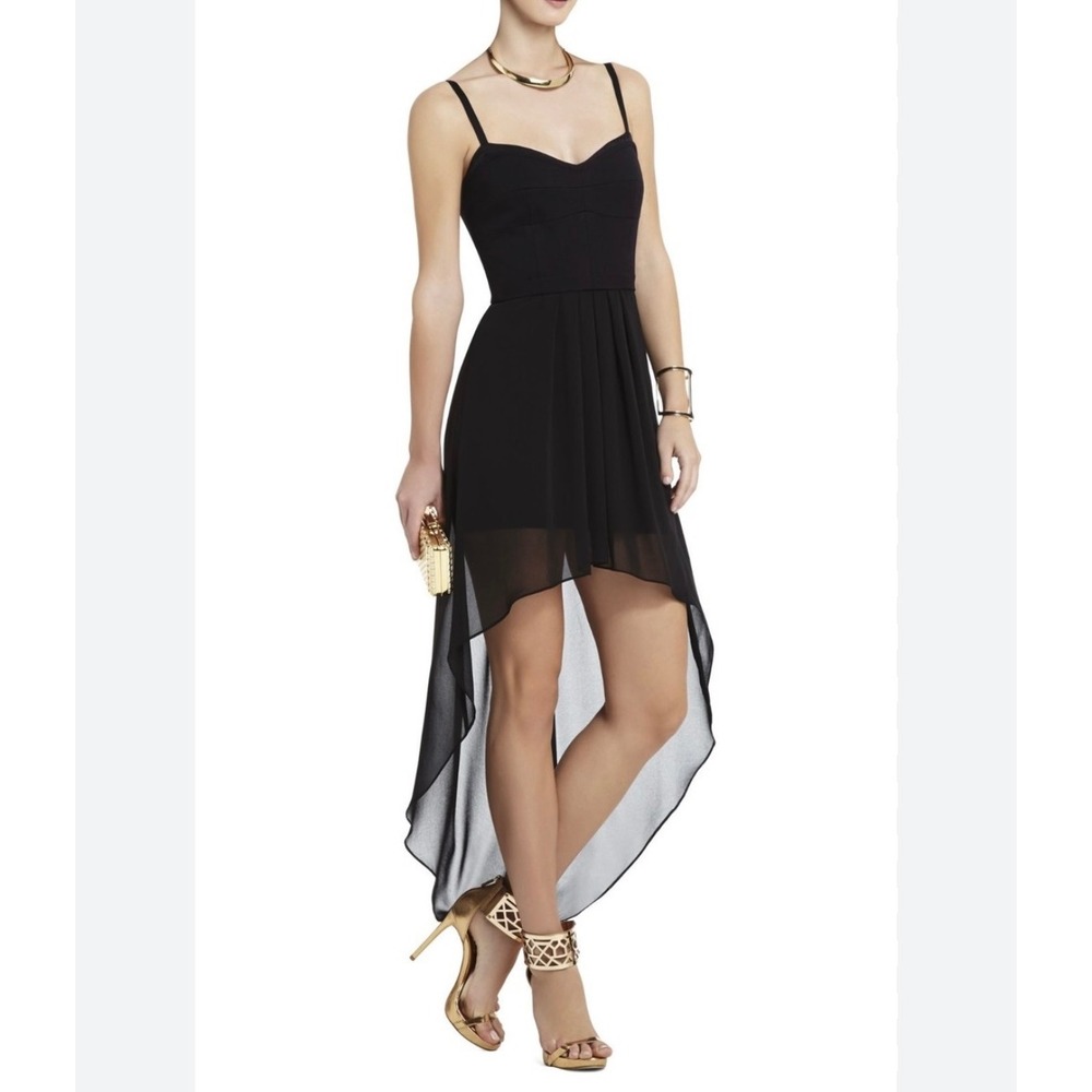 BCBG Maxazria Black Bustier Dress Sz 6 Aiyana Hi Low Whimsigoth Dark Romance